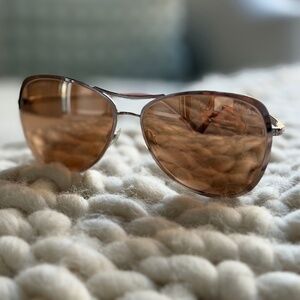 CHANEL Rose Gold Mirrored Summer Aviator Sunglasses